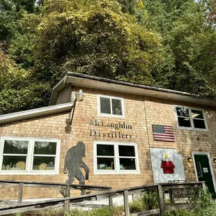 The outside of the distillery