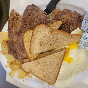 Steak and eggs for the birthday boy