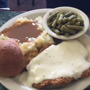 Chicken fried steak with brown gravy