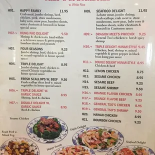 a menu for a restaurant
