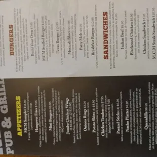 menu