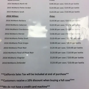 The list.  CASH ONLY!