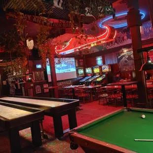 a pool table and shufflers