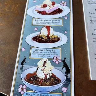 Dessert menu