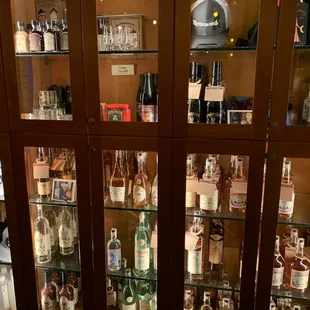 a display of liquor bottles