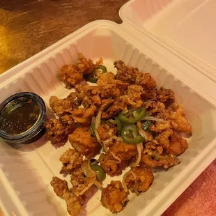 Our 1 hour order . Small portion- not worth the hour wait