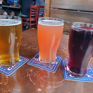 three different beers