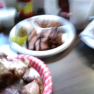 two plates of food on a table