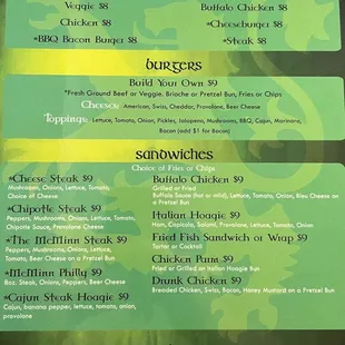 the menu