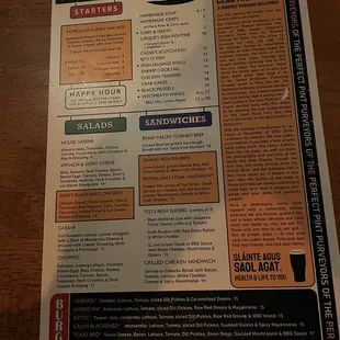 The menu