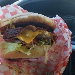 Salty bacon cheeseburger