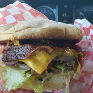 Bacon cheese burger. It was super salty!