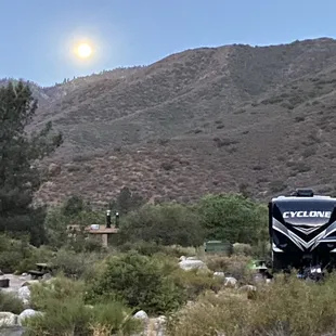 an rv parked on the side of the road