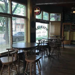 tables and chairs in a restaurant
