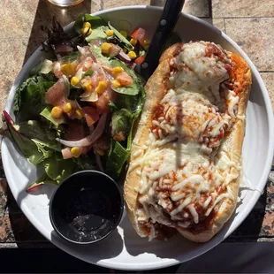 Meatball Parmigiana sandwich