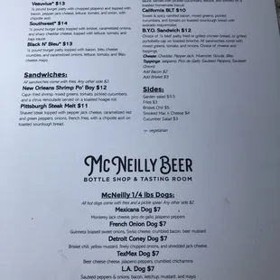a menu for a restaurant
