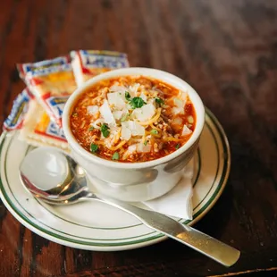 a bowl of soup on a plate