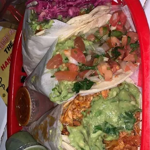 Taco flight (tinga, shrimp and fish)