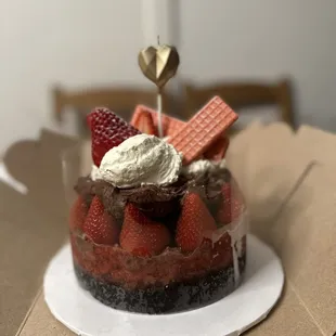 Valentines special strawberry chocolate cake