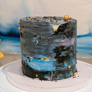 Galaxy themed strawberry shortcake buttercream cake