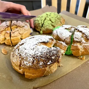 Matcha, Pandan, Vanilla, Ube Cream Puffs