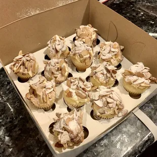 Mini burnt almond cupcakes were a hit at the party too
