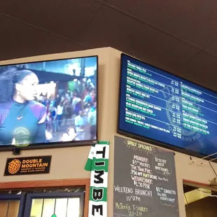 Beer selection and big TV.