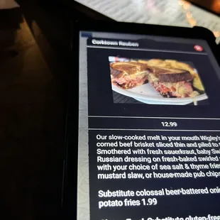 Small tablets for the menu which are great