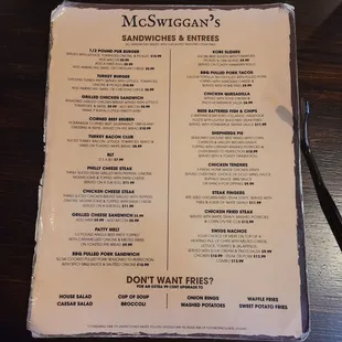 menu