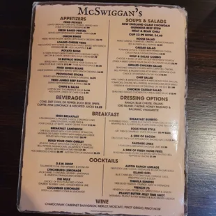 menu