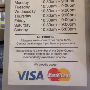 DQ Orange Julius hours