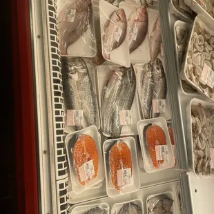 Salmon steaks and other fish