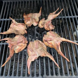 Slow smoked Quails. The meat quality was superb! Good exotic, the gaminess wasn't to rough. Nice and tasty bird.