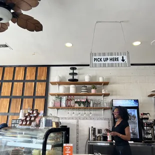 Laughing with customers.