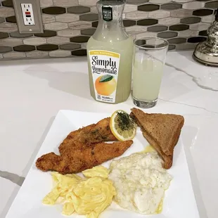 Love  the catfish breakfast . I picked up my order up got home and plated on my own plate so I could enjoy.