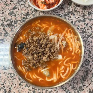 Knife Cut Noodle in a Spicy Chicken Broth (Spicy Kalguksu)