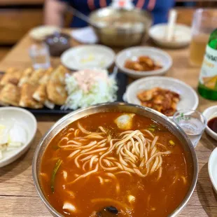 Spicy Knife Cut Noodle in Anchovy Broth (Myulchi Kalguksu) spicy