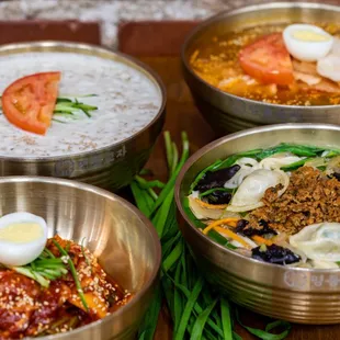 Kongguksu, spicy dongchimi, bibimguksu, kalguksu