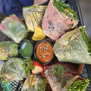 Miso tuna and Peidmont ave with sauces