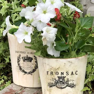 hardware store pots get a french flea market treatment.