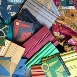 vintage vinyl floorcloths, chalk paint® samples, kantha quilts!