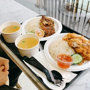 No. 3 Roasted Chicken Rice and No.2 Fried chicken Rice