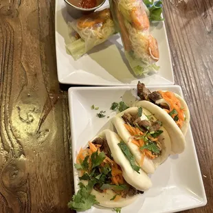Bao Steamed Buns  w/Grilled Chicken Springrolls w/Grilled Shrimp