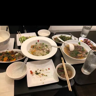 a table full of asian food