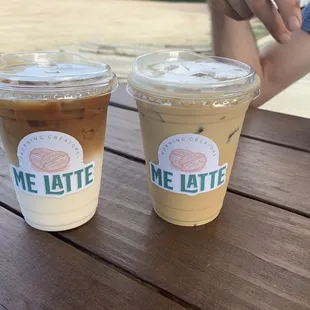 Horchata latte (L) and classic latte
