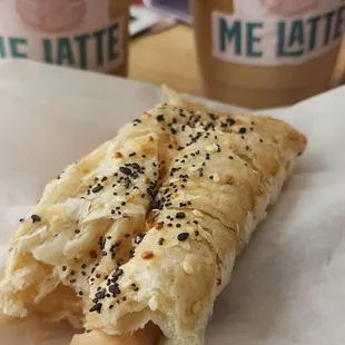Horchata, Mexican vanilla latte and ham n cheese empanada