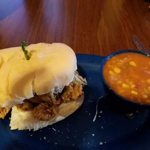 Pic from 1st visit- 1/2 oyster poboy &amp; cup of corn soup