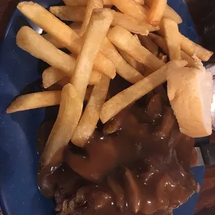 Hamburger steak special with fries