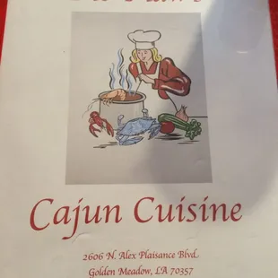 Menu cover