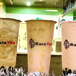 Brown Sugar Boba Fresh Milk, Rose Matcha Latte, Strawberry Milk Tea, Mango Passion Fruit Green Tea